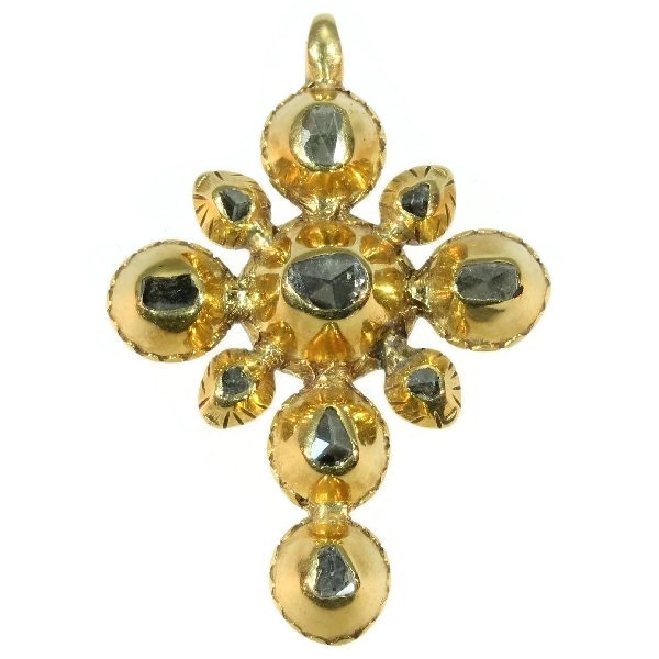 Yellow gold 18th Century Georgian cross with rose cut diamonds (image 4 of 9)